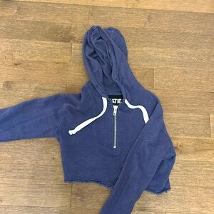 KatieJ NYC cropped raw hem sweatshirt